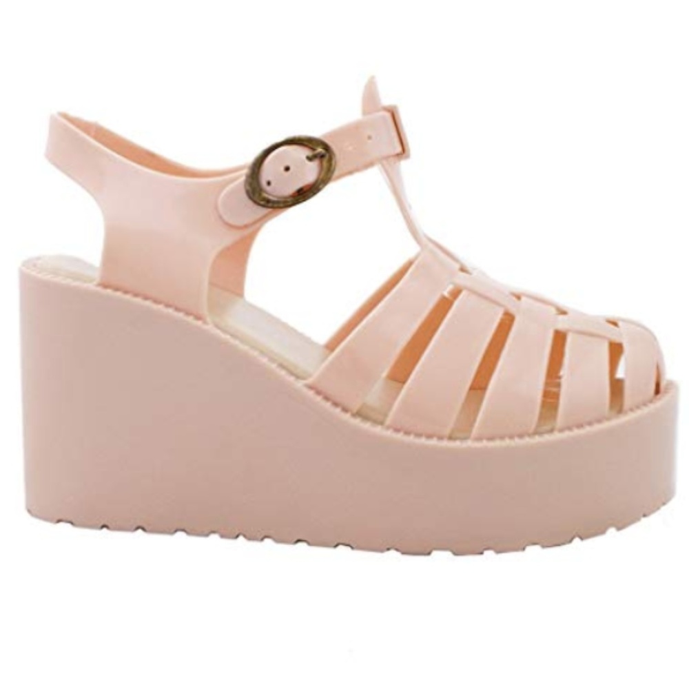T-Strap Retro Platform Jelly Rain Sandal